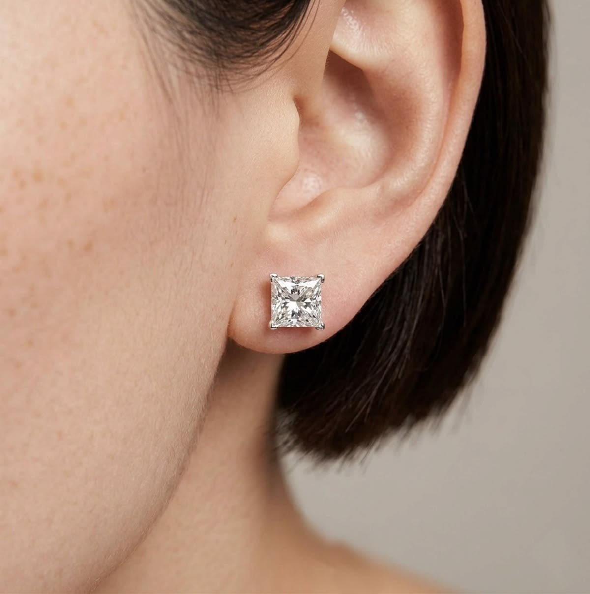 Classic Princess Moissanite Stud Earrings